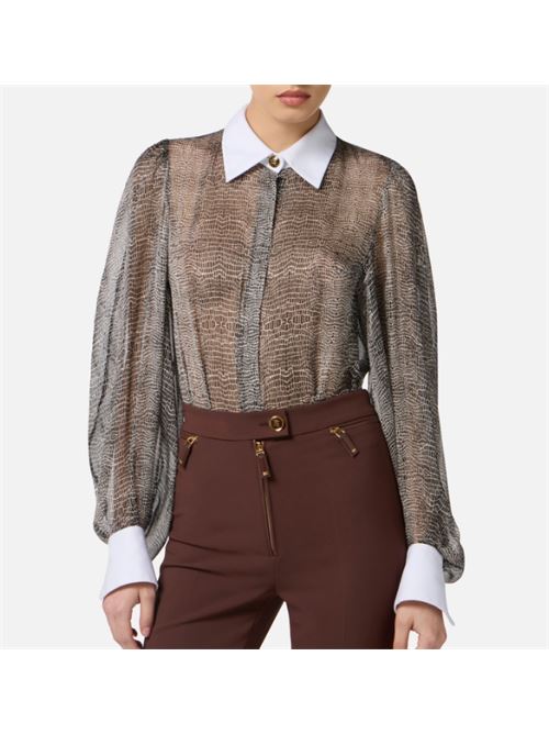 PYTHON BODYSUIT WITH COLLAR ELISABETTA FRANCHI | CB00657E2110 Nero